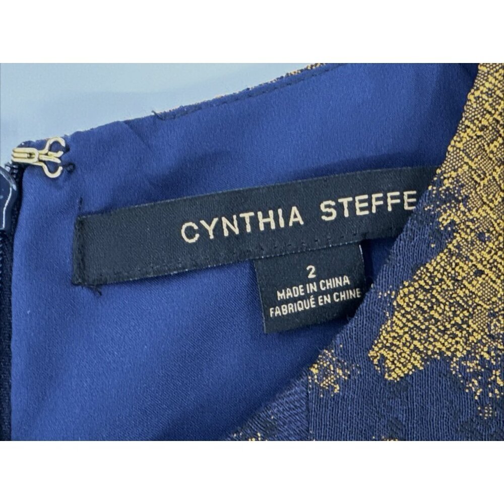 Cynthia Steffe Sheath Dress Womens 2 Blue Bronze Sleeveless Lined Party $328 NEW - Picture 4 of 11